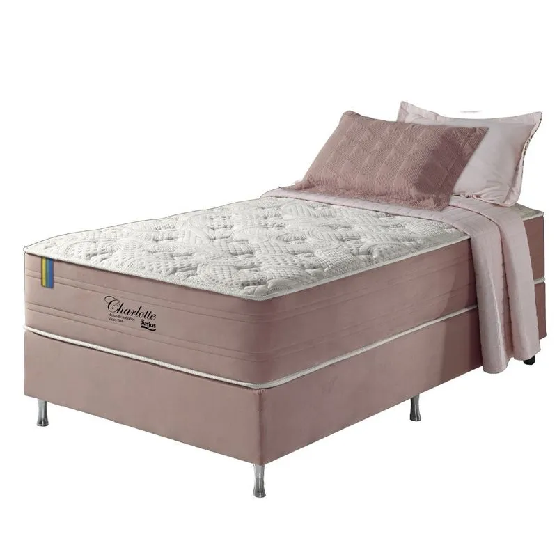 Conjunto Cama Box Solteiro Mola Ensacada Visco Charlotte