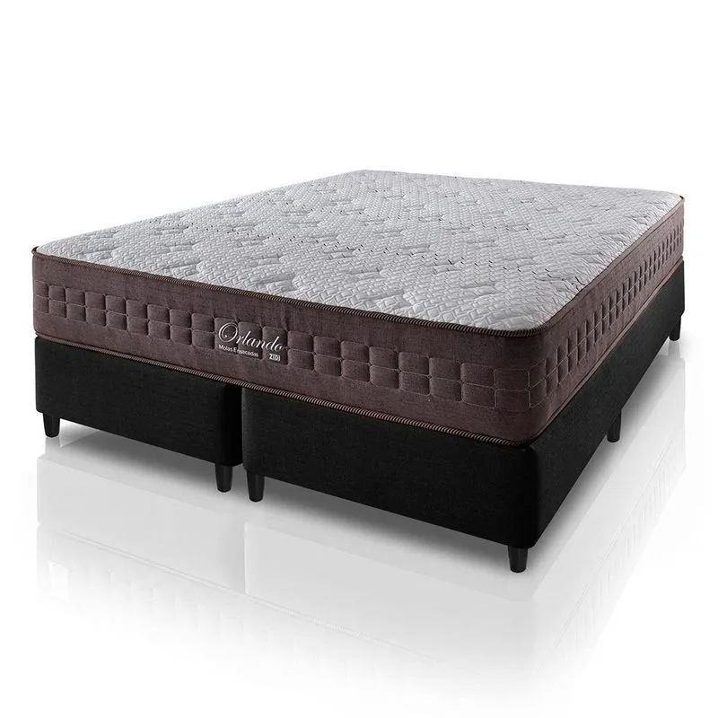 Cama Box Com Colchão Queen Orlando Molas Ensacadas Malha Preto Zidi