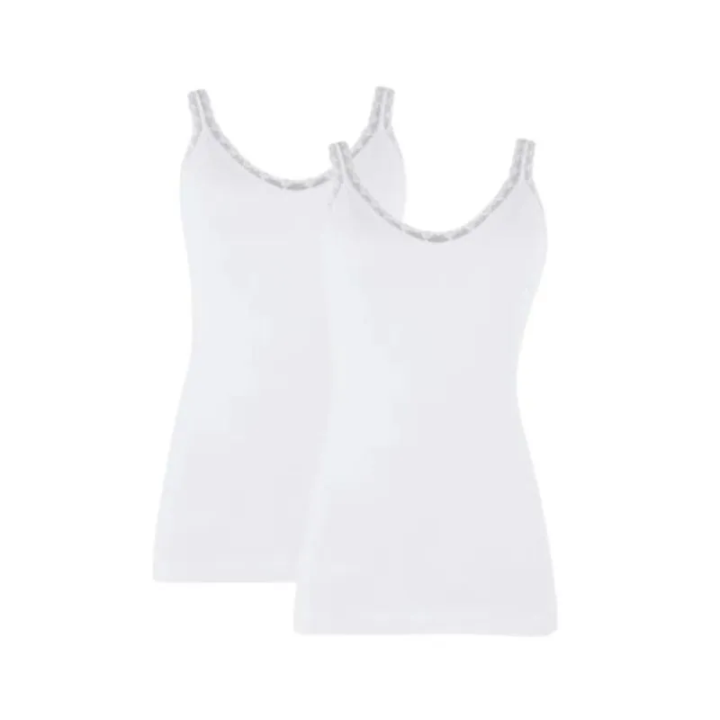 Kit Com 2 Blusa Sem Costura Feminina Com Renda Regata Loba