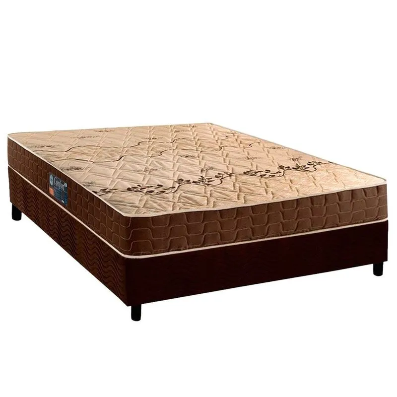Conjunto Box Viúva: Colchão Espuma D Angelis Anjos D28 Confort + Base crc Suede Brown (128x188)