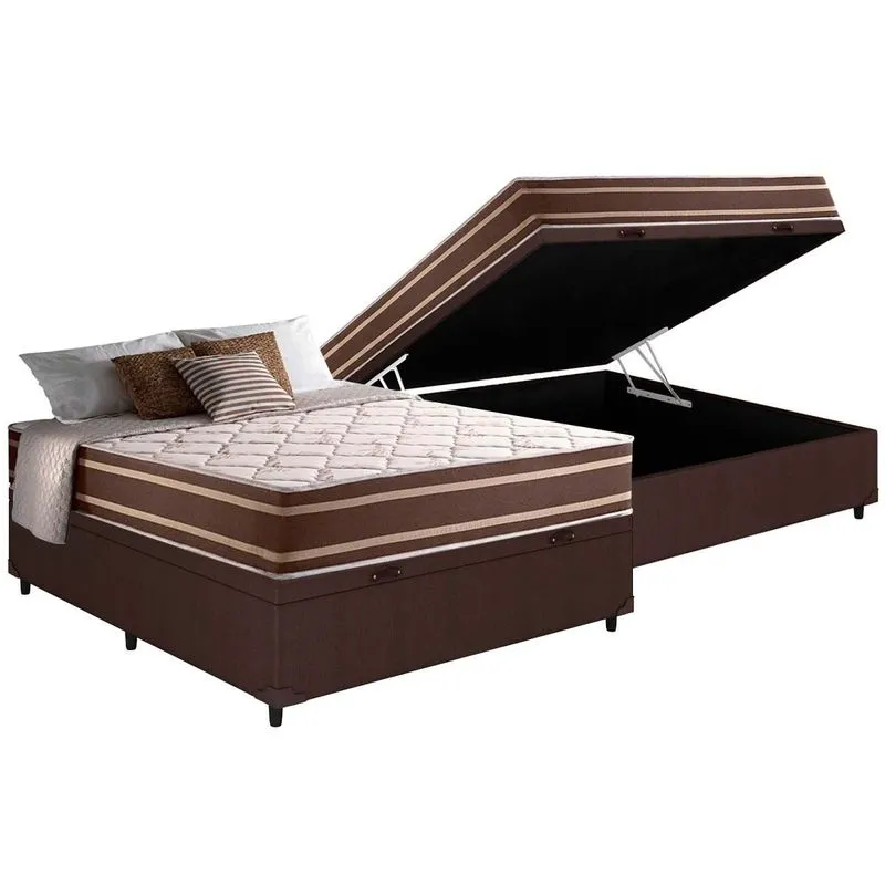 Cama Box Baú CRC Casal +Colchão Molas Duo Sono Anjos 138x188