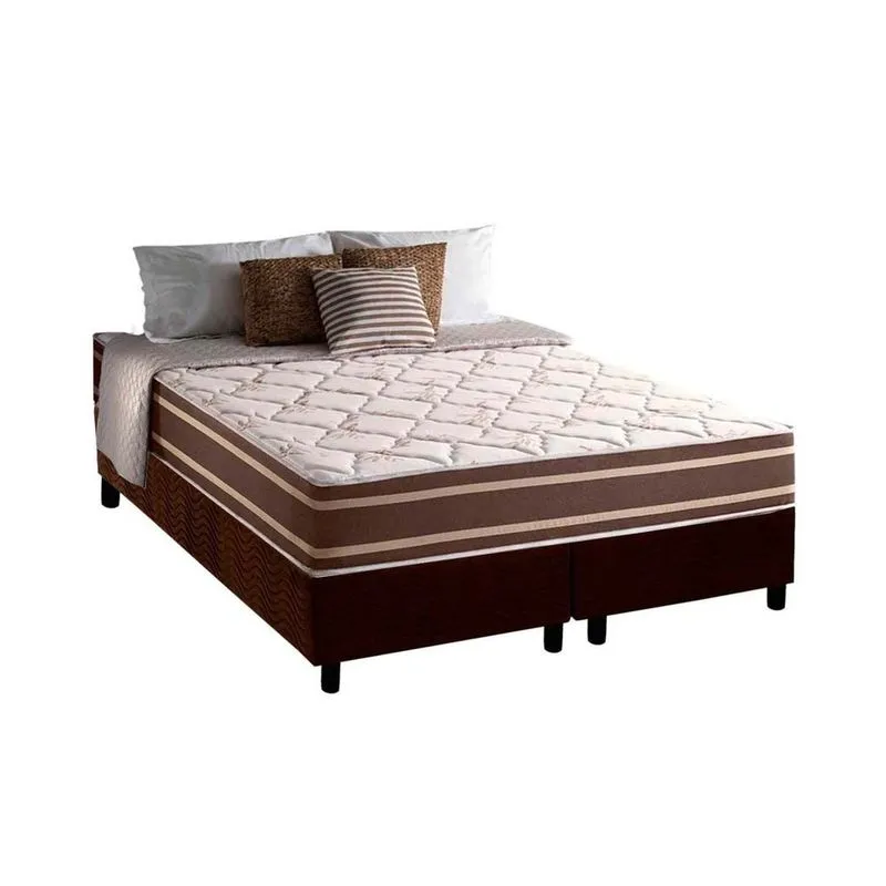 Conjunto Box King: Colchão Molas Anjos MasterPocket Ensacadas Duo Sono + Base crc Suede Brown(193x203)