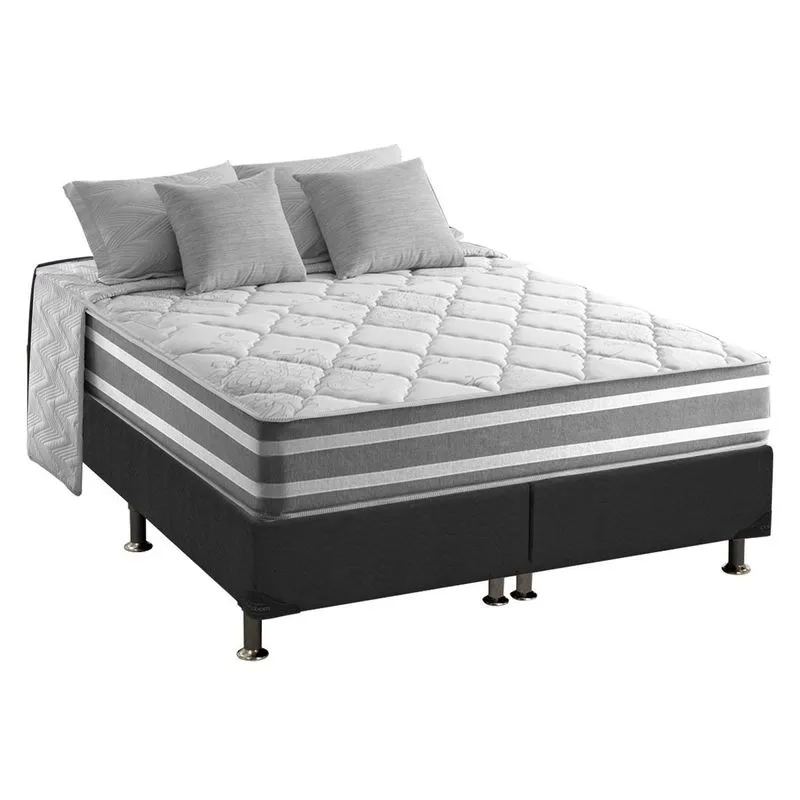 Conjunto Box King: Colchão Molas D Angelis Anjos Ensacadas Duo Sono + Base CRC Suede Gray (193x203)
