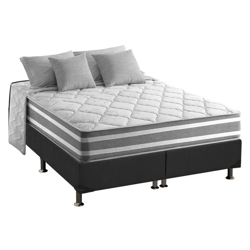 Conjunto Box Queen: Colchão Molas Anjos MasterPocket Ensacadas Duo Sono + Base crc Suede Gray(158x198)