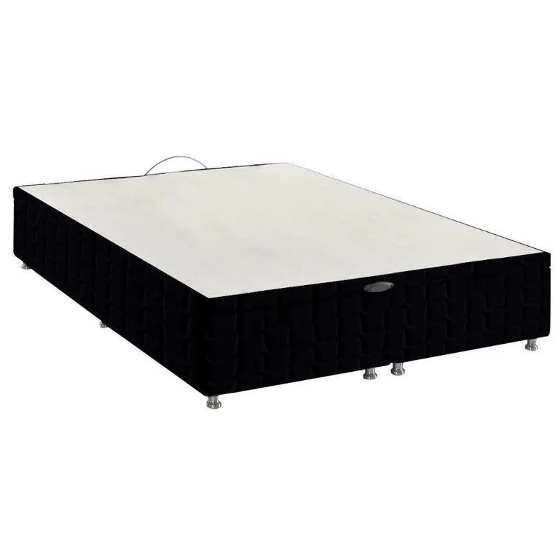 Cama Box Baú Universal Casal Bordado Black (138x188x35) - Anjos