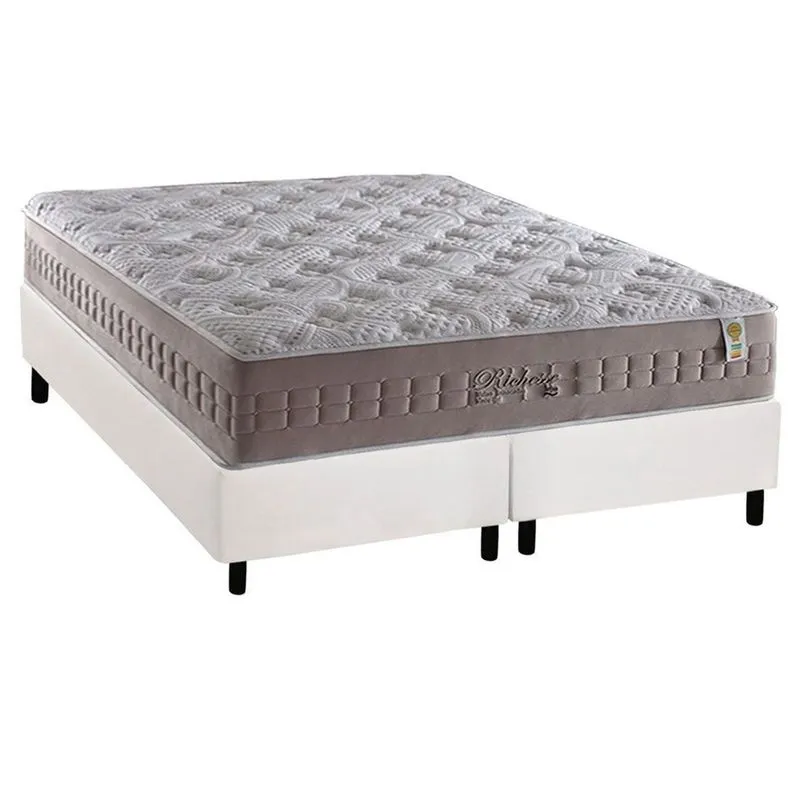 Cama Box King: Colchão Molas Anjos MasterPocket Ensacadas Richesse + Base crc Courano Branco(193x203)