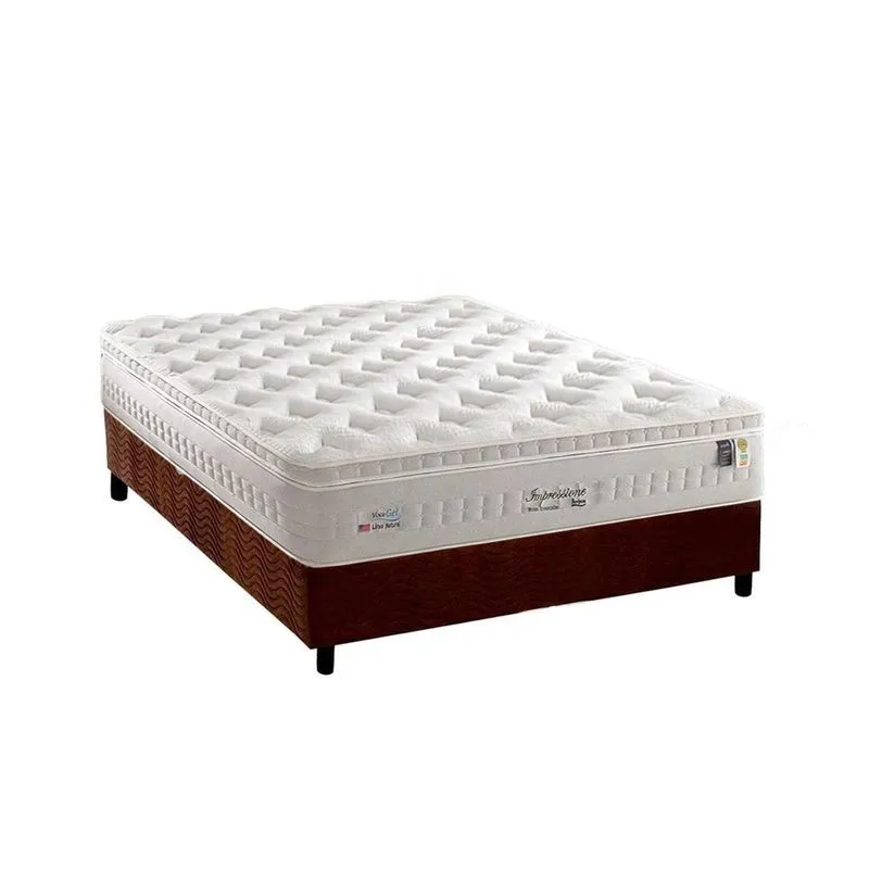 Cama Box Casal: Colchão Molas Anjos MasterPocket Ensacadas Impressione + Base crc Suede Brown(138x188)