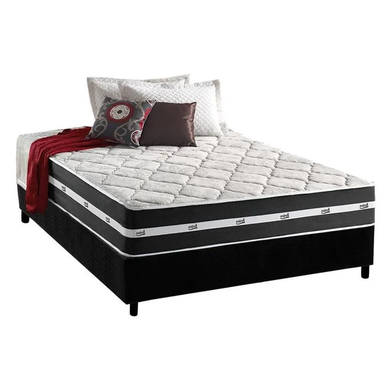 Cama Box Casal: Colchão Molas Anjos MasterPocket Ensacadas Classic + Base crc Courano Black(138x188)