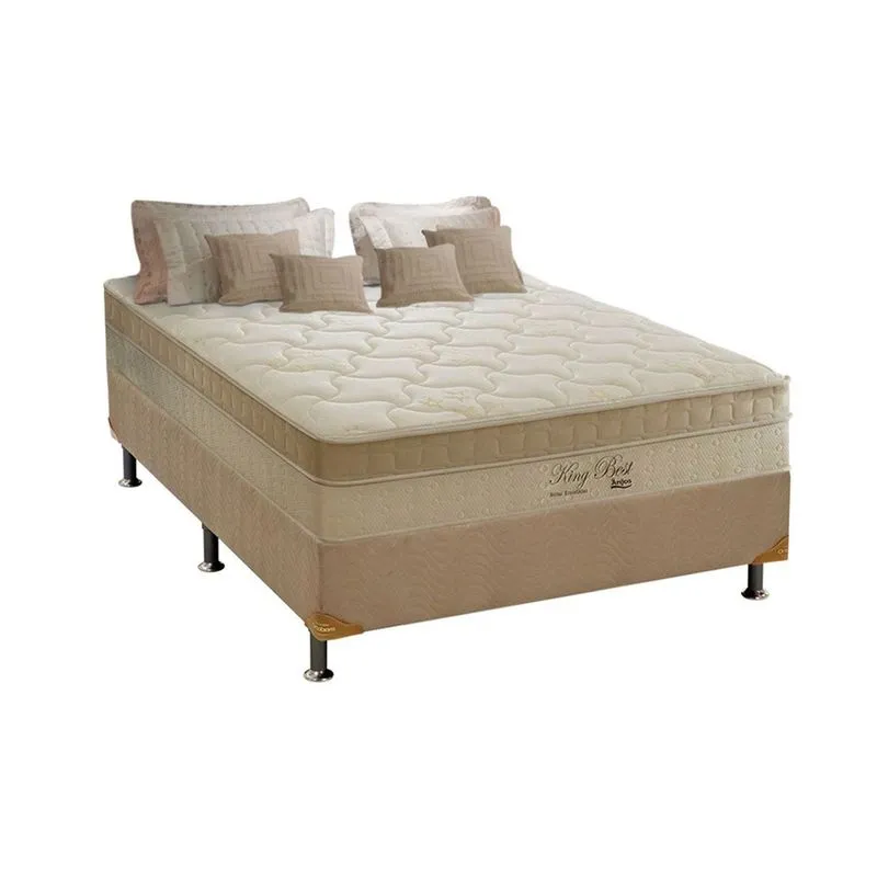 Cama Box Casal: Colchão Molas MasterPocket Ensacadas Anjos King Best + Base crc Suede Clean(138x188)