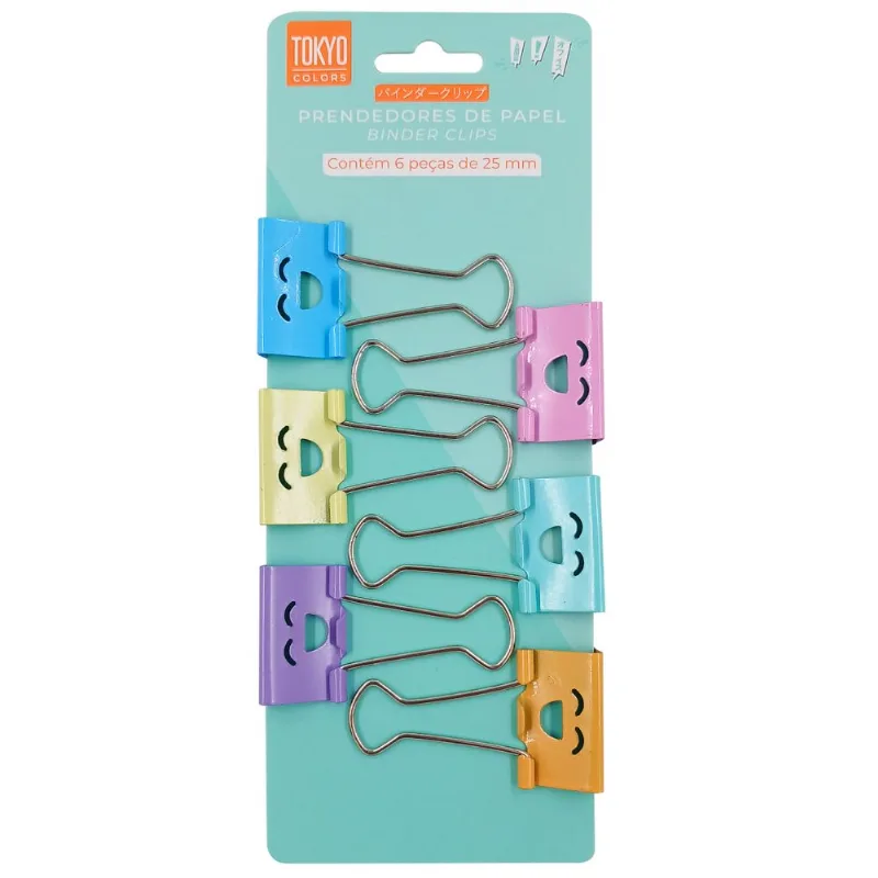 Kit Prendedores de Papel 6 Peças 25mm em Metal Tokyo Design