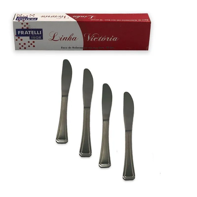 Kit Com 12 Facas De Sobremesa Em Aço Inox