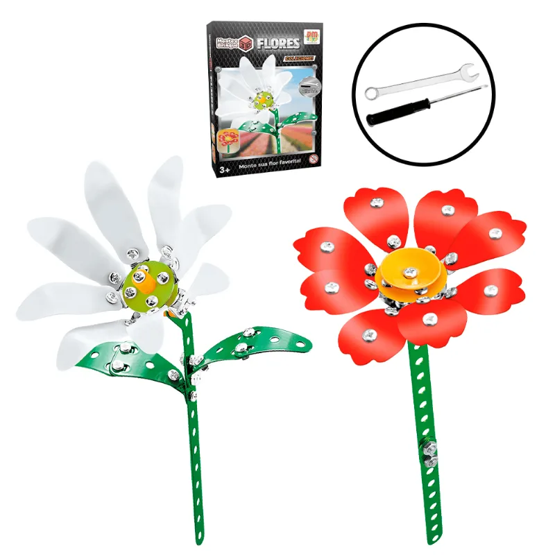 Monte e Brinque 3D - Flores - Modelos Sortidos - DM Toys