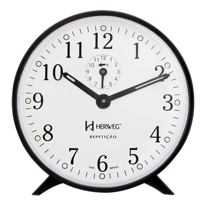 RELOGIO DESPERTADOR MECANICO TRADICIONAL ALARME CAMPAINHA PRETO HERWEG