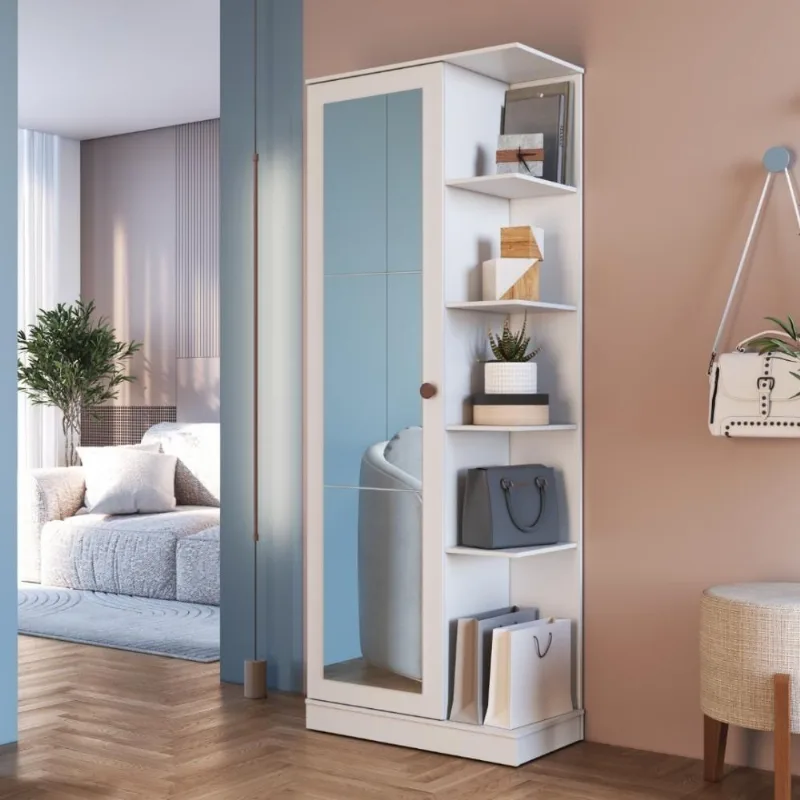 Sapateira Paris 1 Porta 5 Prateleiras 68CM MDF MDP Branco Fidelita Móveis