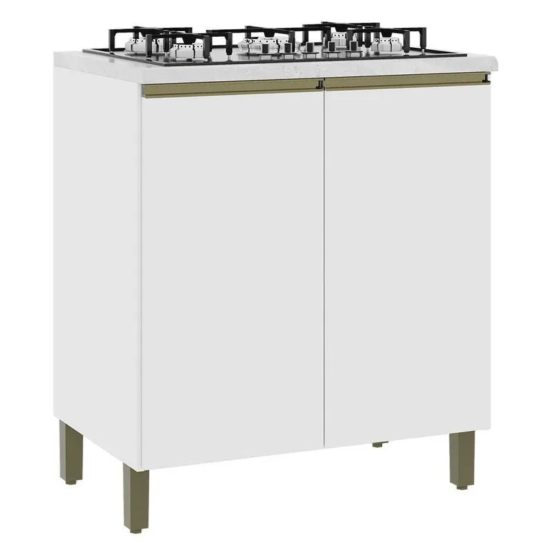Balcão de Cozinha Dinamarca 80cm 2 Portas com Tampo MDP - Indékes Branco