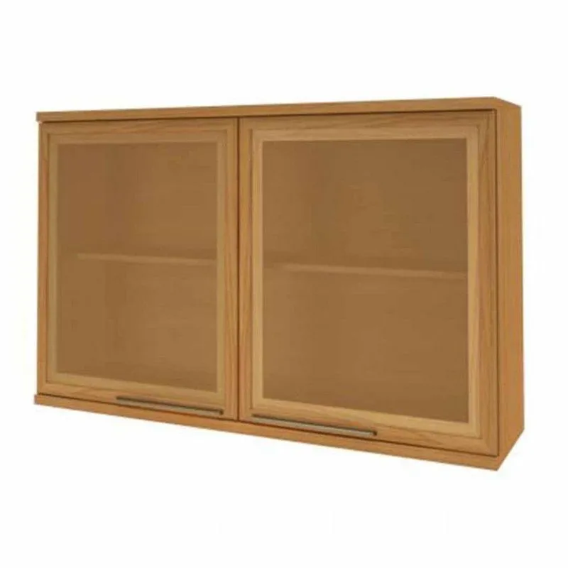 Armário Indekes Marcela 2 Portas Com Vidros 120 Cm 6154 Freijo