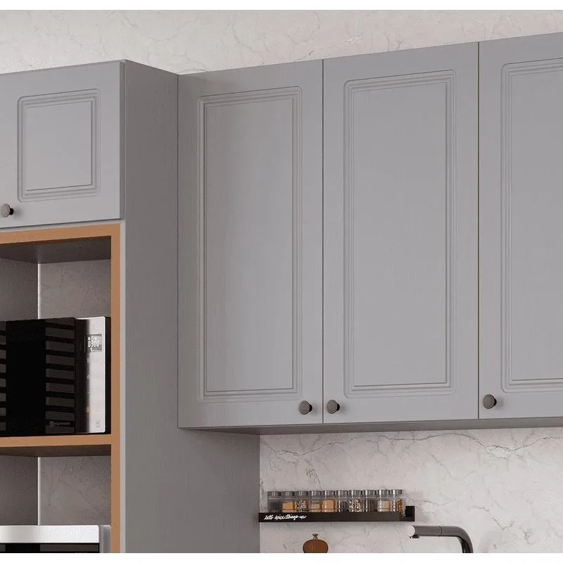 Armário Aéreo 0,80 Cm 2 Portas 100% Mdf Titânico Fosco Amoudi