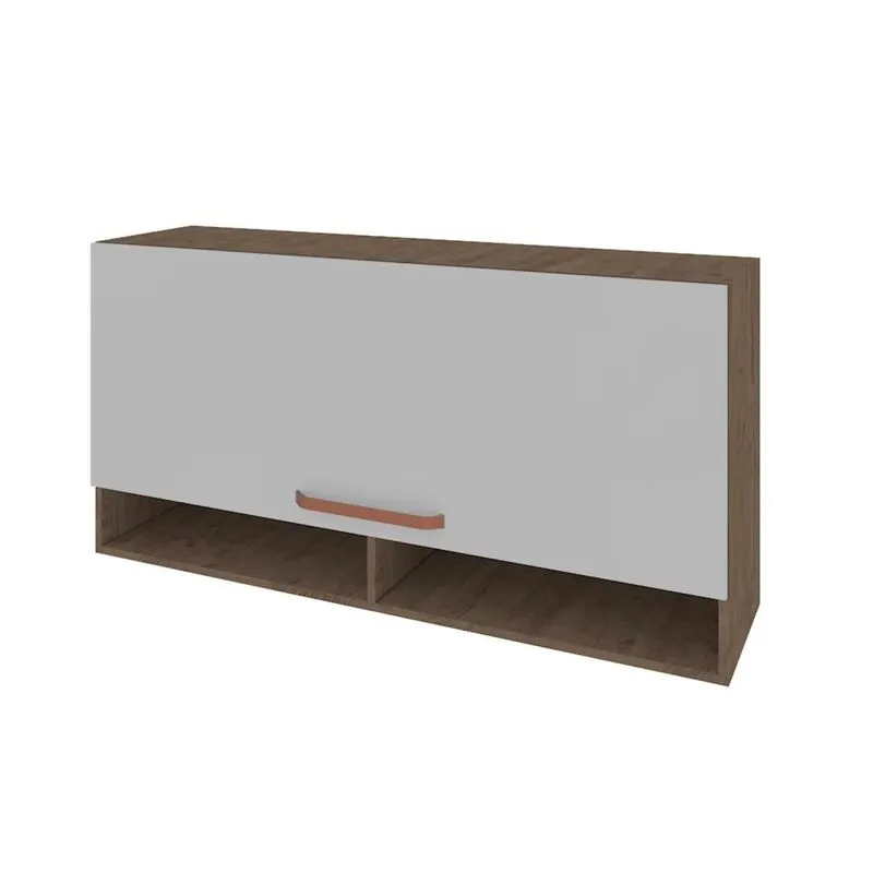 Armário Aéreo Indekes Gold 120cm 1 Porta Basculante - Noce/Off White
