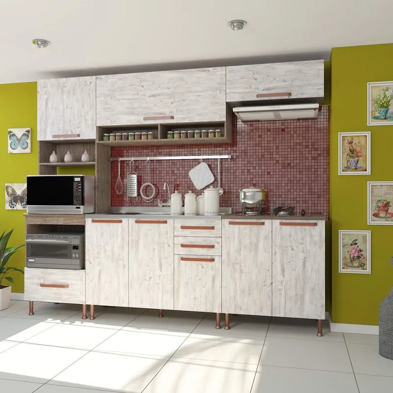 Cozinha Completa sem Tampo 5 Peças Giane Indekes Nogal/Imperial