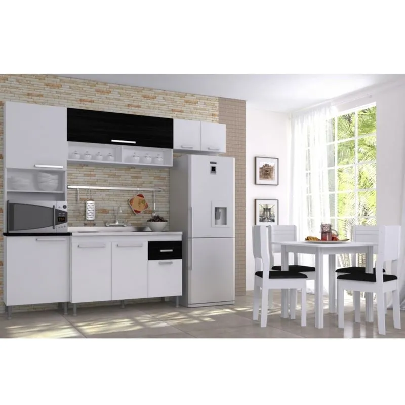 Cozinha Completa Italia com Mesa e 4 Cadeiras Indekes Branco
