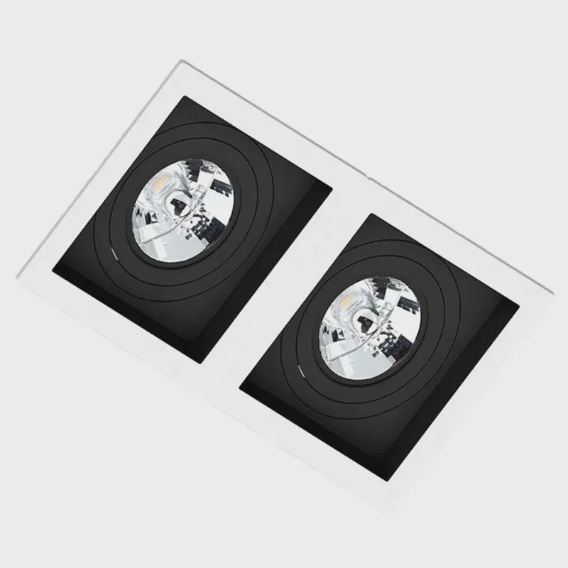 Spot Duplo Embutir Quadrado Recuado Branco Fundo Preto Ar111 Gu10