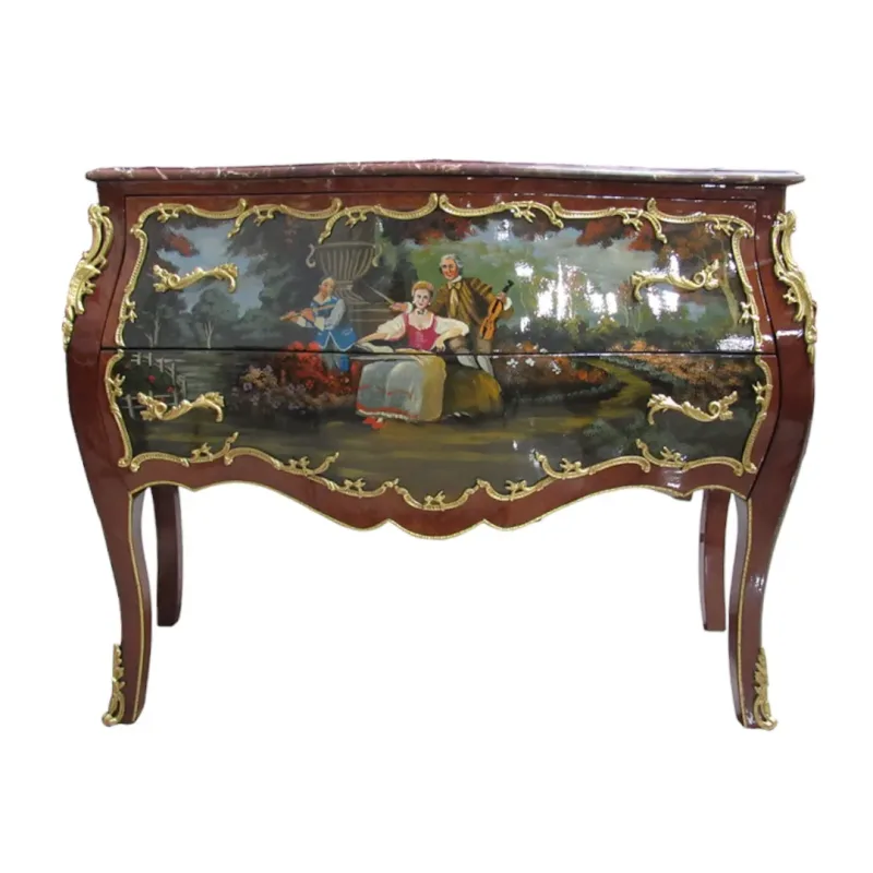 Cômoda Clássica com Paisagem Tampo de Mármore - 89x114x52cm-Clássico-Prime Home Decor-Prime Home Decor