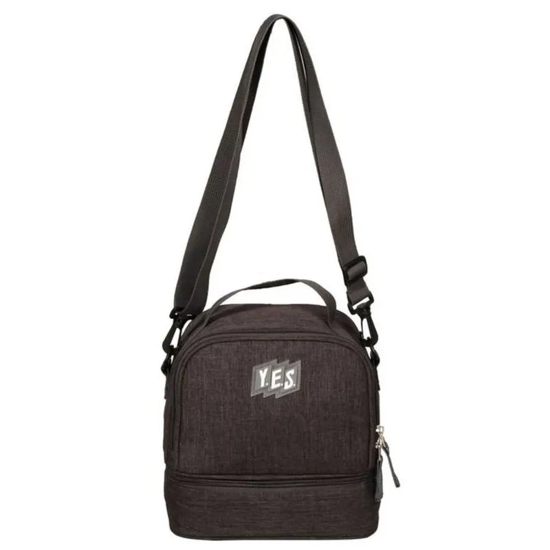 Bolsa Térmica Cinza Com Cinta Para Lancheira Marmita Mochila Passeio Alça Transversal Almoço Nova