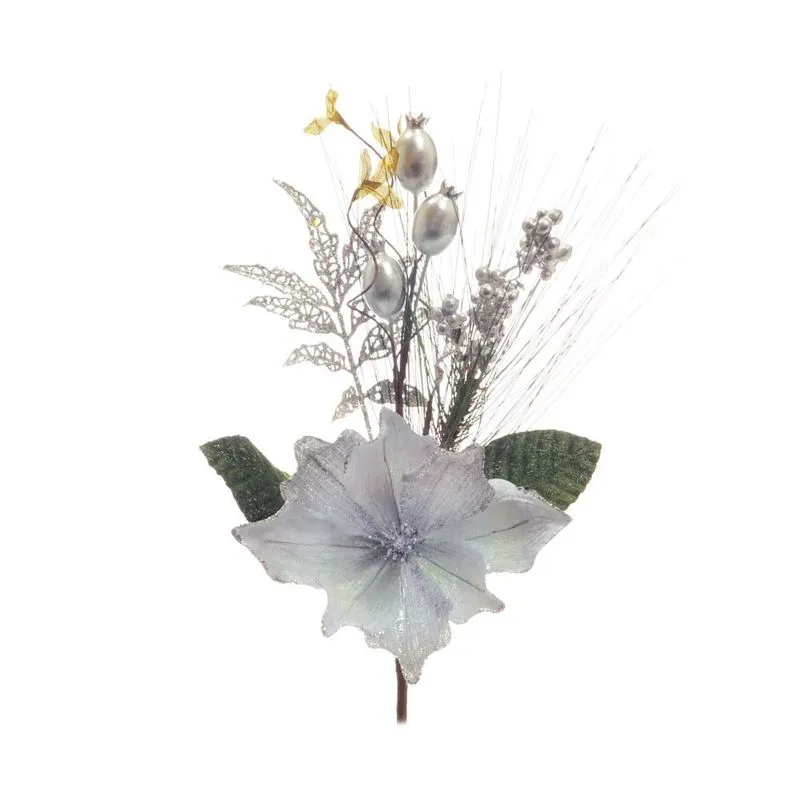 Flor Decoração Natal Prata