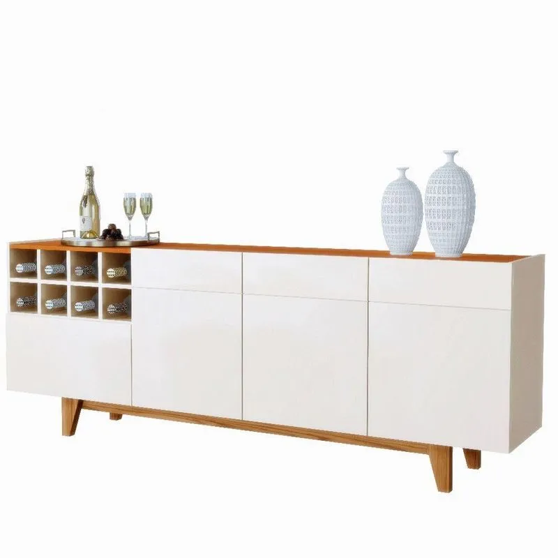 Balcão Buffet 3 Portas E 1 Gaveta Duna Mavaular Off White Com Naturalle