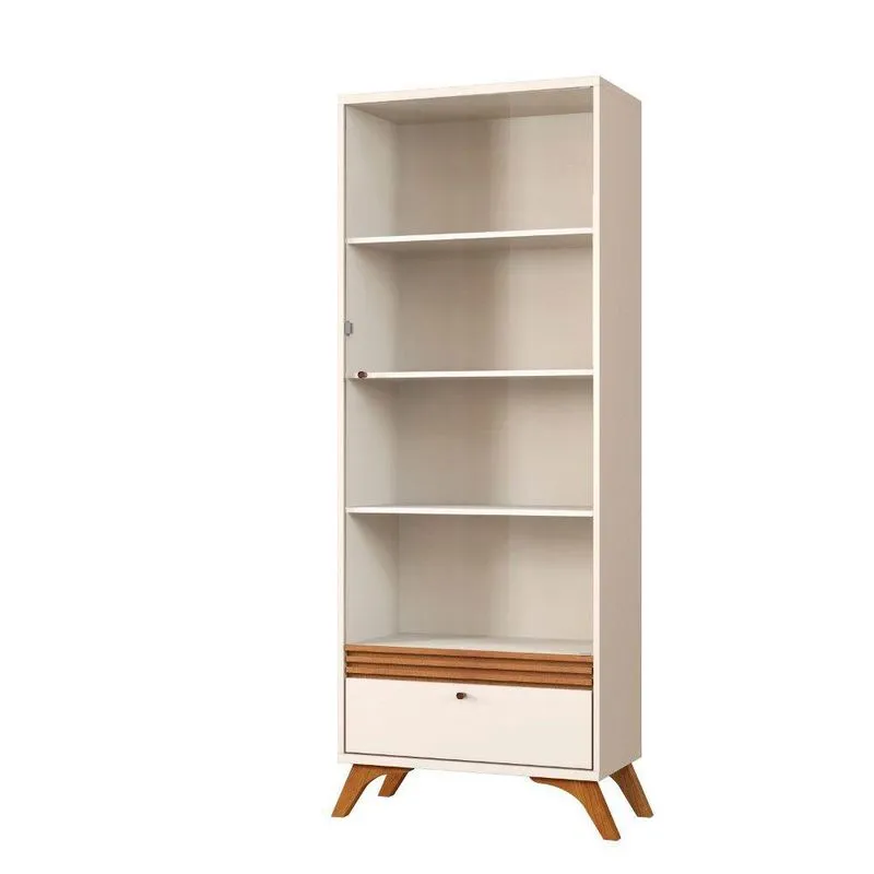 Cristaleira 1 Gaveta Madrid Mdf E Mdp Off White E Naturalle