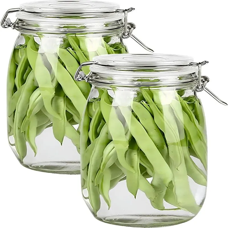 Kit 6 Pote Frasco Recipiente Hermético Vidro Com Tampa 800ml