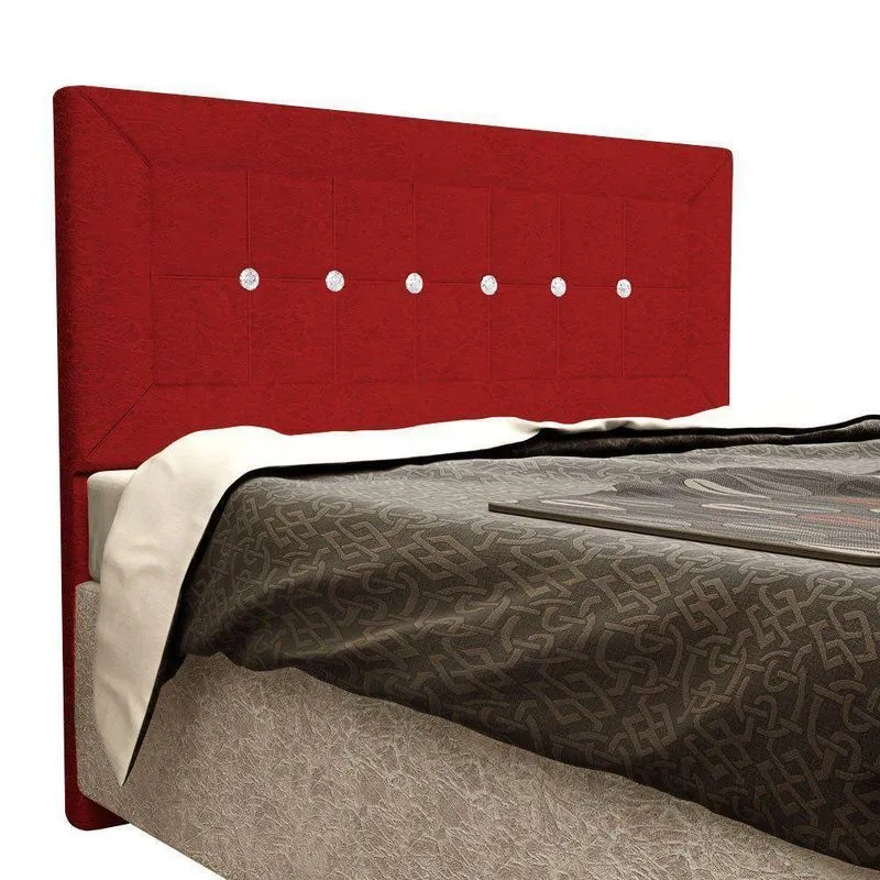 Cabeceira Vegas Cama Box King 195 Cm Suede Vermelho Amassado