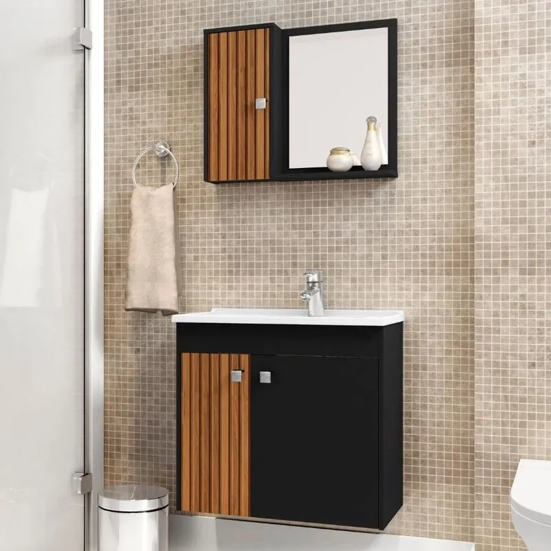 Conjunto Banheiro 3 Portas Mdf Munique Bechara