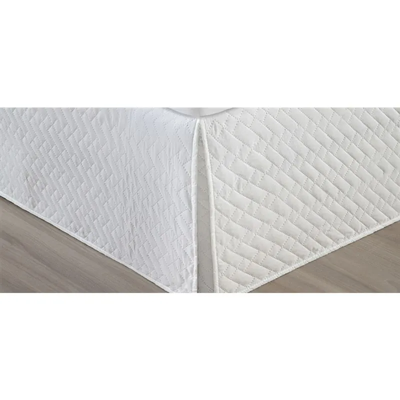 Saia para Cama Box Casal Matelada Retângulos Corttex - Branca