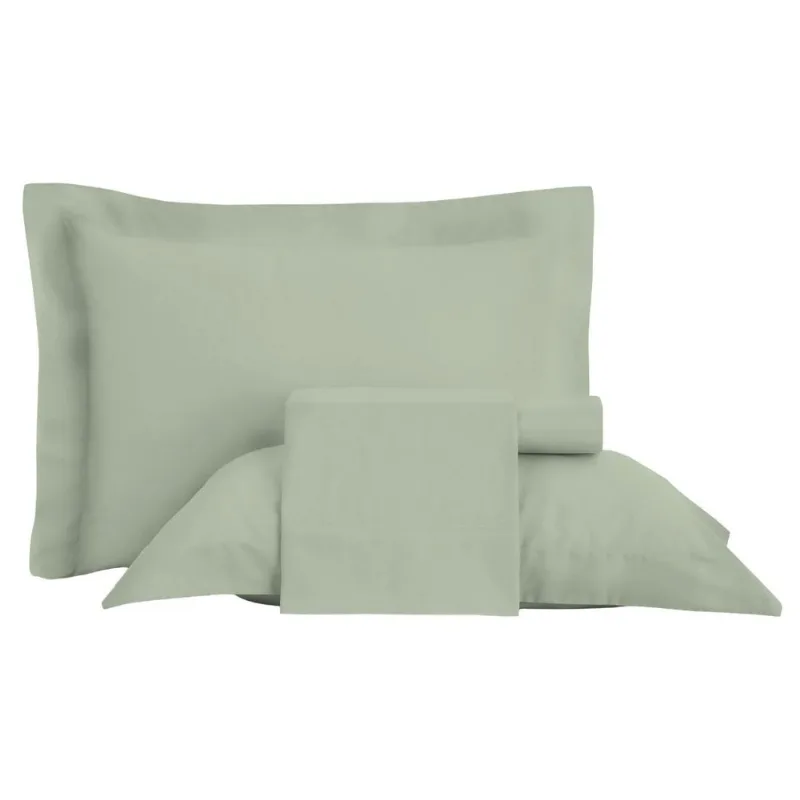 Jogo de Cama King 4 peças Altenburg Liso Cetim 300 Fios Sublime Verde Cream