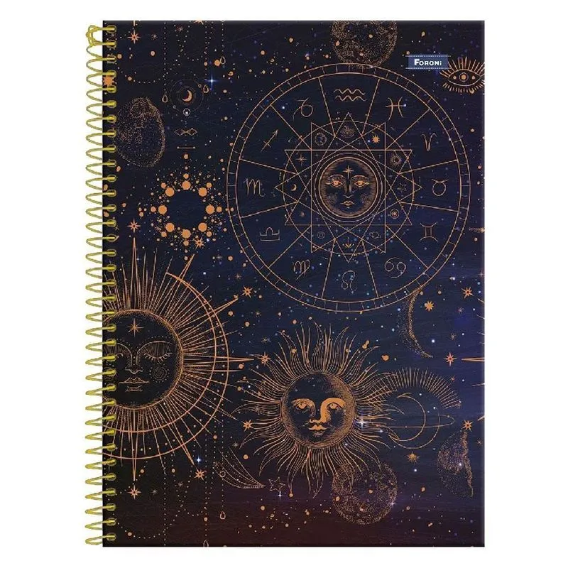 Caderno Colegial 10 Matérias 160Fls Cosmos Signos Foroni