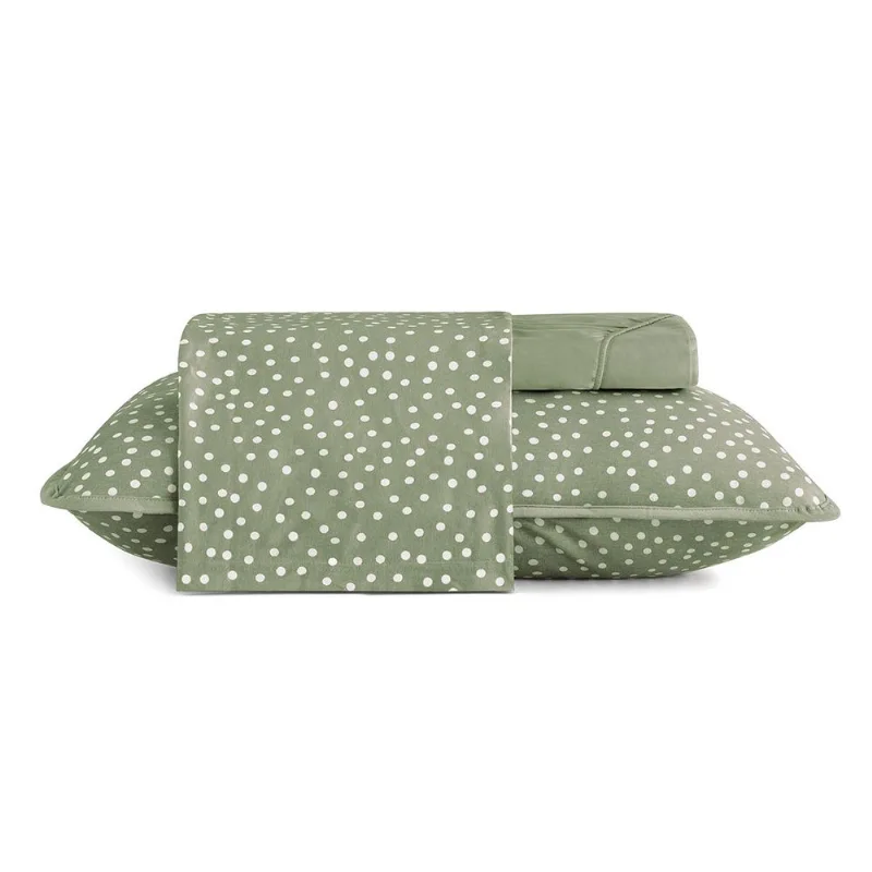 Jogo de Cama Altenburg Solteiro Malha Fio Penteado Bits Verde