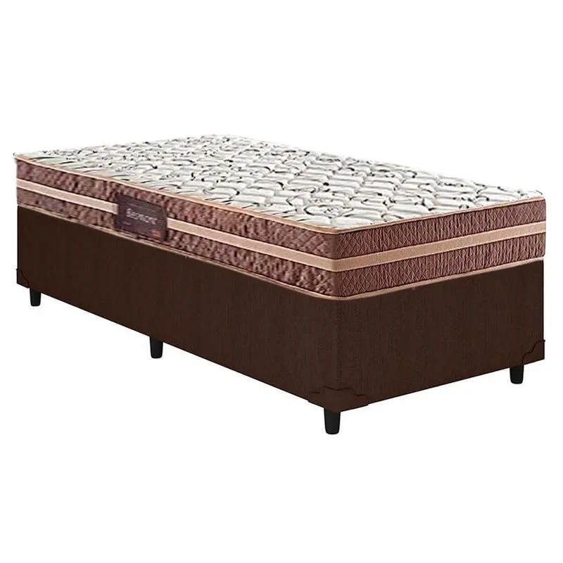 Cama Box Solteiro: Colchão Anatômico Herval D28/AG65 Bermont + Base crc Courano Brown(88x188)