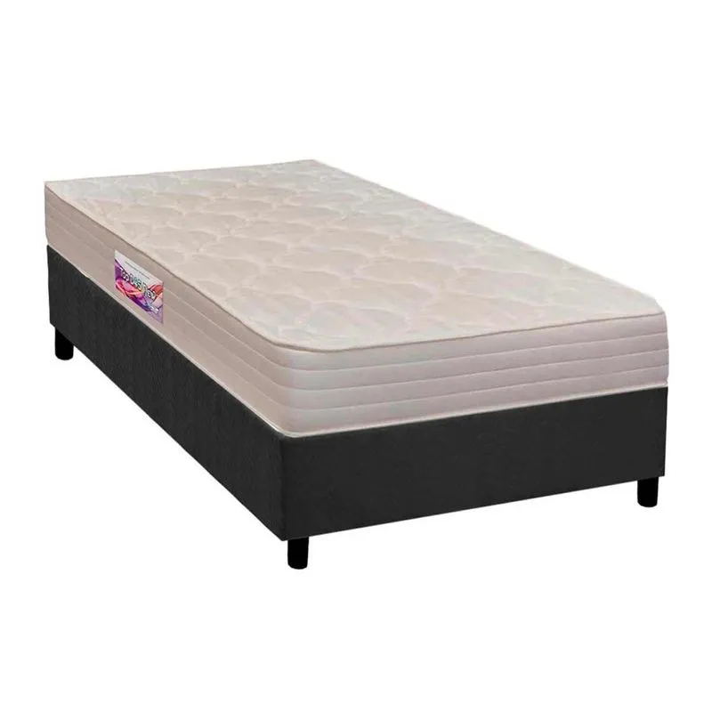 Conjunto Box Solteiro: Colchão Espuma Herval D45 New Top + Base CRC Suede Gray (88x188)