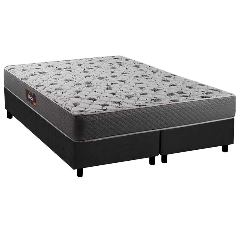 Conjunto Box Queen: Colchão Anatômico Herval D28 / AG65 Black + Base CRC Suede Gray (158x198)