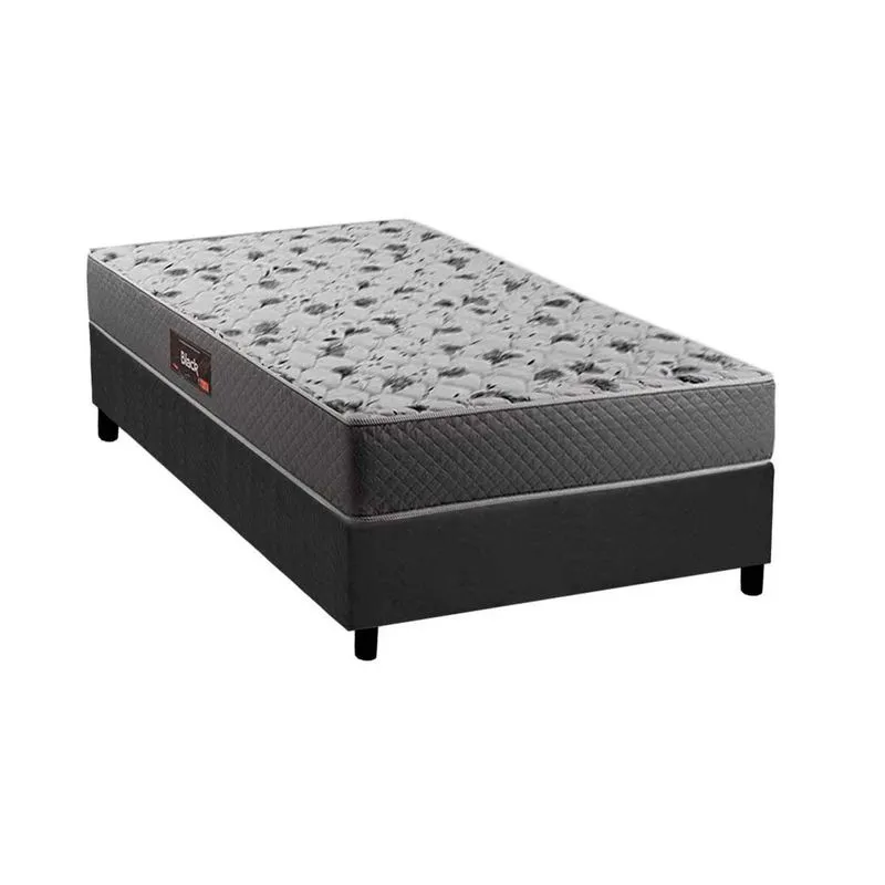 Conjunto Box Solteiro: Colchão Anatômico Herval D28 / AG65 Black + Base CRC Suede Gray (88x188)