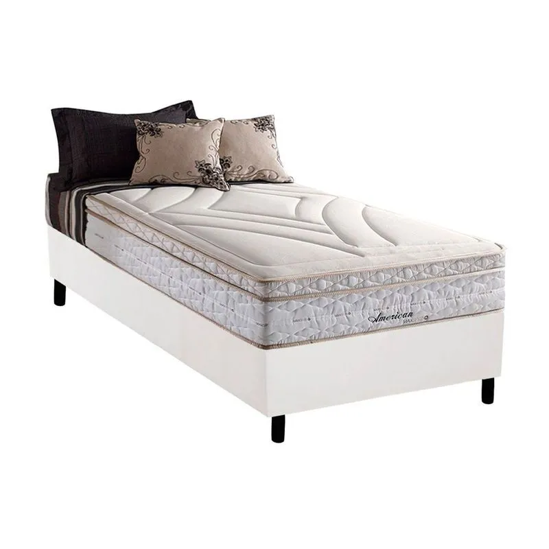 Cama Box CRC Solteiro +Colchão Molas Master Pocket American Herval 88x188