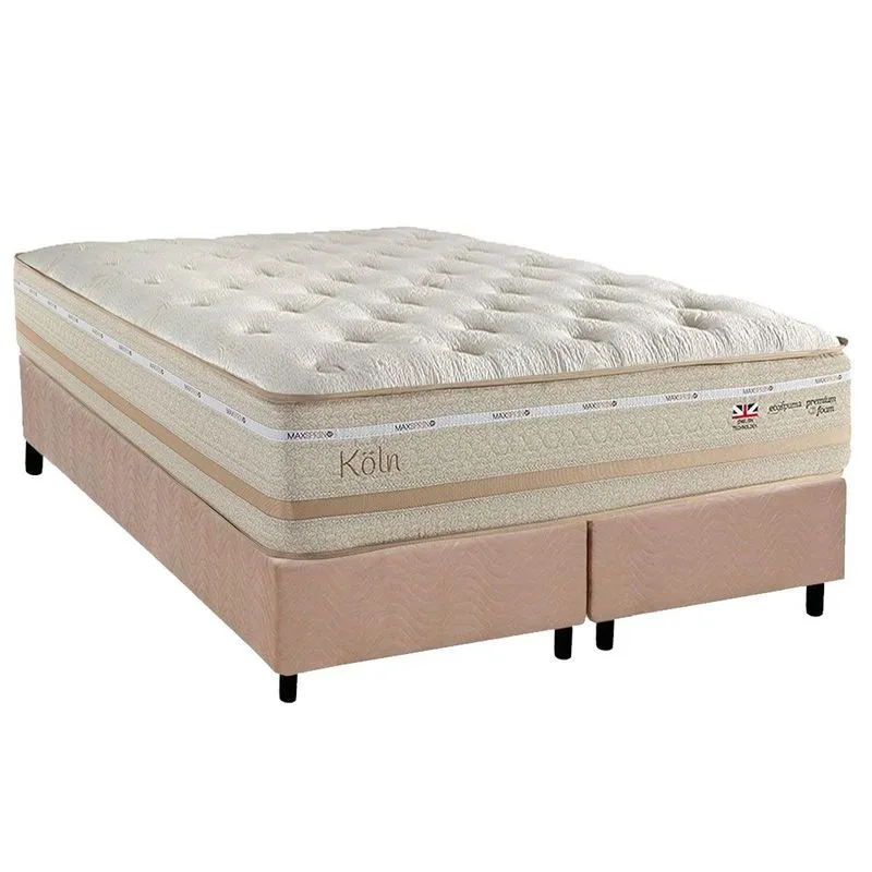 Cama Box CRC Queen +Colchão Molas Master Pocket Koln Herval 158x198