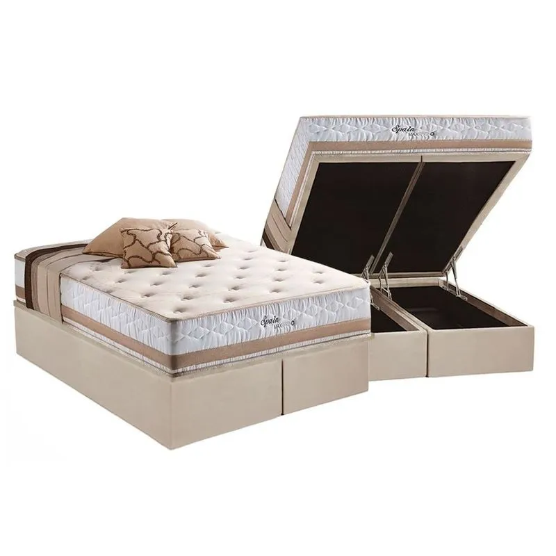 Cama Box Baú CRC King +Colchão Molas Bonnel Spain Herval 193x203