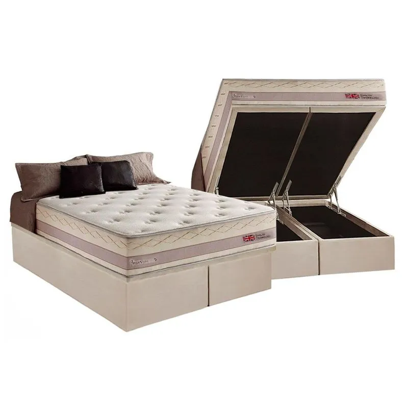 Cama Box Baú CRC King +Colchão Molas Bonnel Tower Herval 193x203