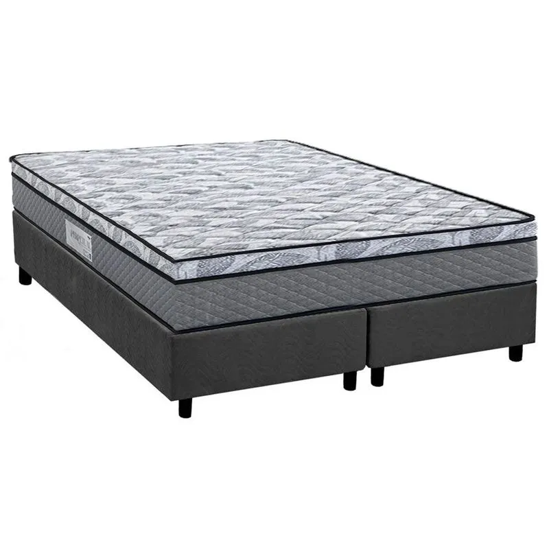 Conjunto Box King: Colchão Espuma Herval D60 / AG65 Perpetual + Base CRC Suede Gray (193x203)