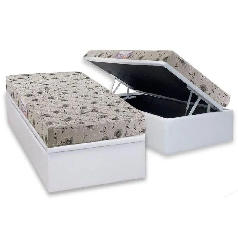 Conjunto Box Baú Solteiro: Colchão Espuma Herval D26 Sueño Liso + Base CRC Linhão White (88x188)