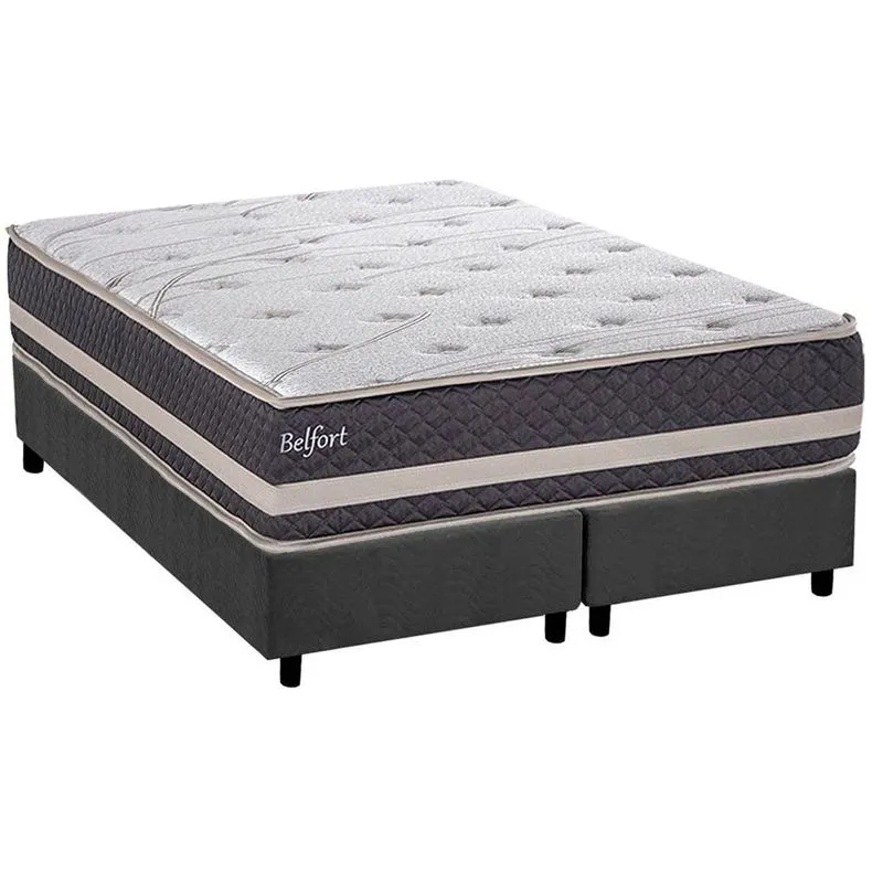 Conjunto Box Queen: Colchão Espuma Herval AG65 Belfort + Base CRC Suede Gray (158x198)