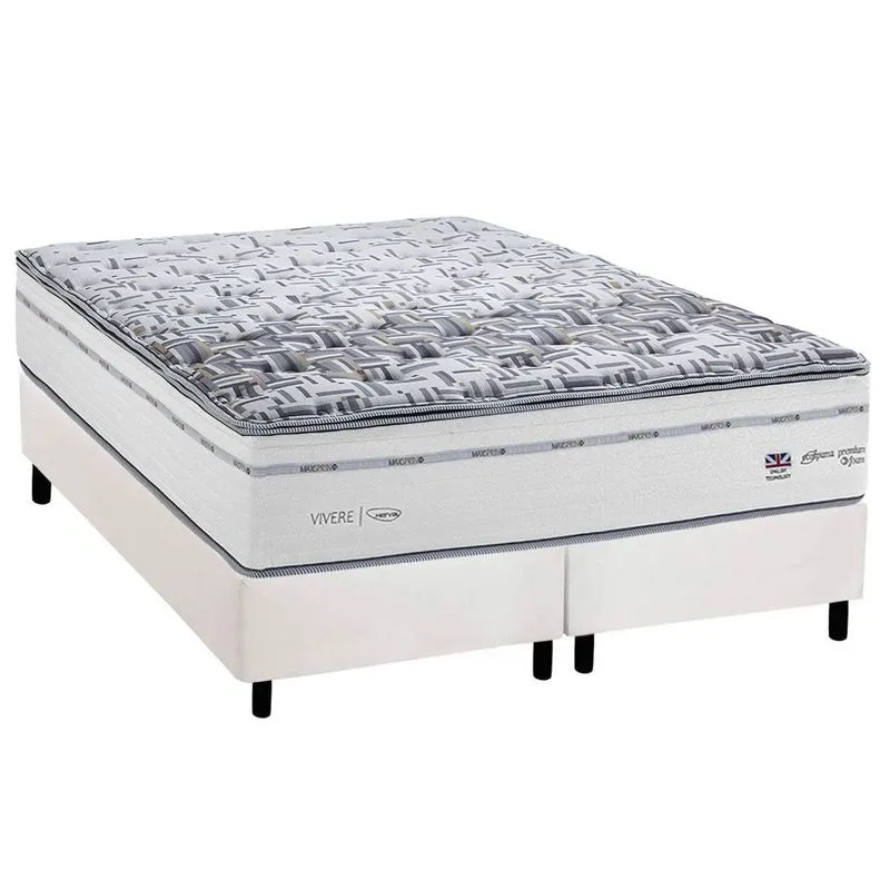 Conjunto Box King: Colchão Molas Herval Ensacadas Maxspring C1723 + Base CRC Corano White (193x203)