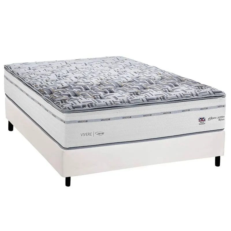 Conjunto Box Casal: Colchão Molas Herval Ensacadas Maxspring C1723 + Base CRC Corano White (138x188)